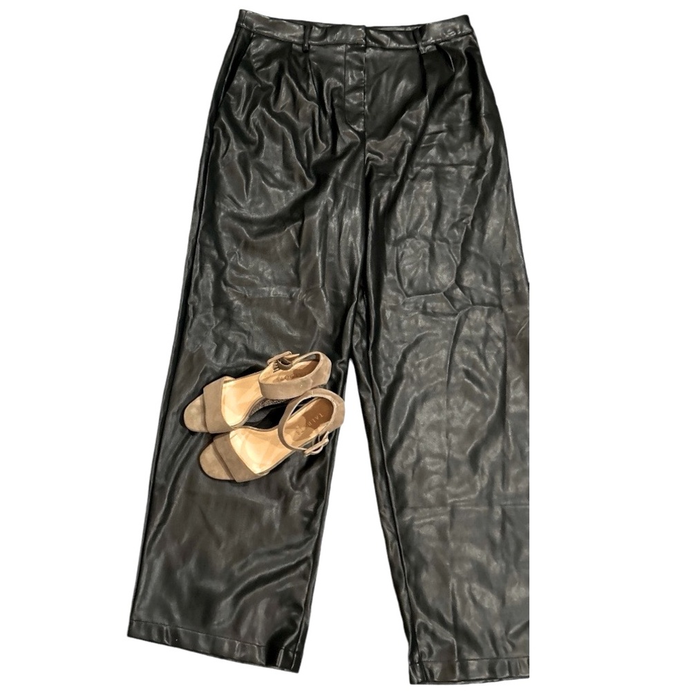 New Jason Bolden Black Faux Leather Pants Size 16 waist 36
